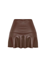 Load image into Gallery viewer, Meygan Mini Pleated Leather Skirt// Brown
