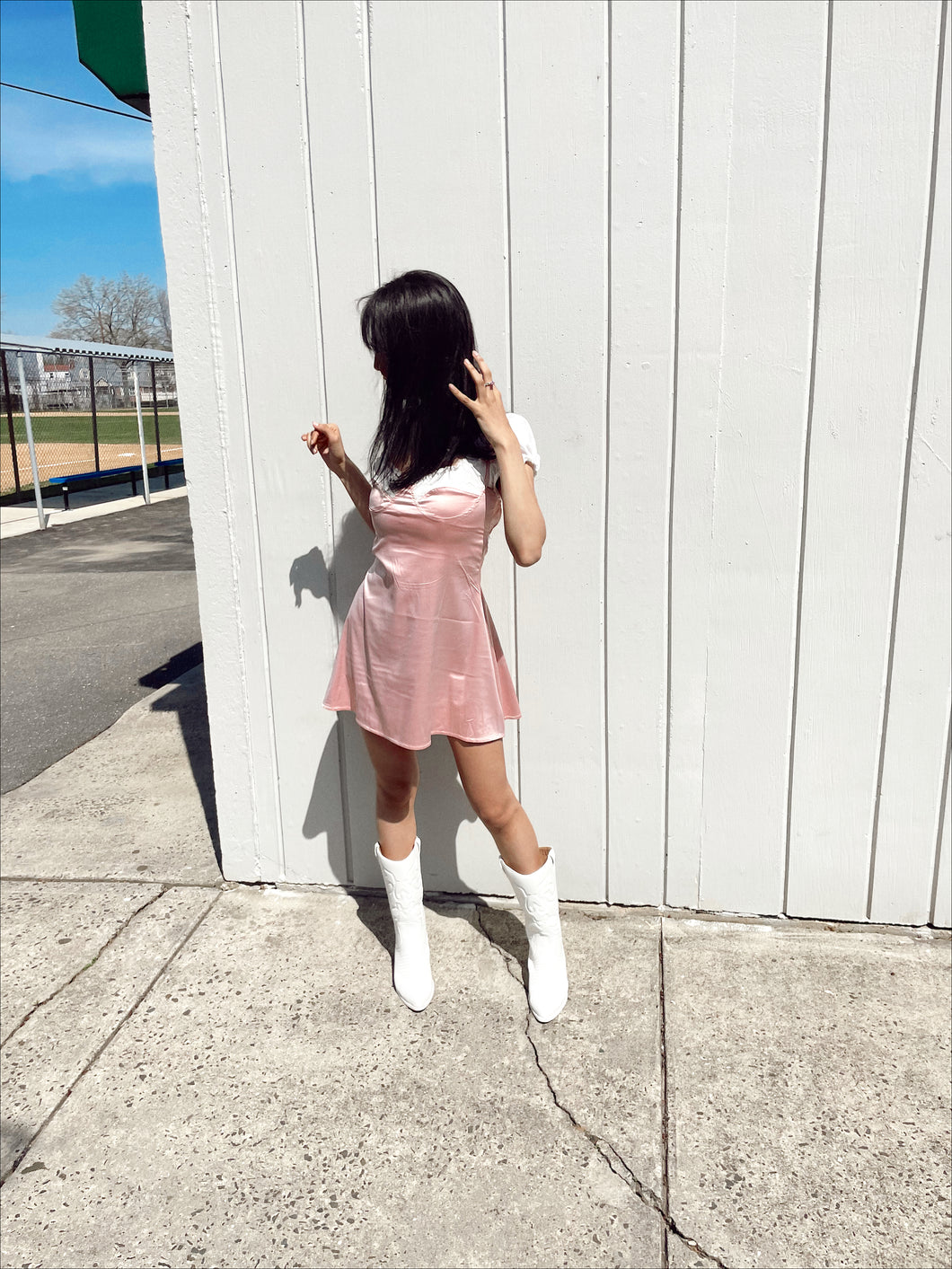 To Be So Sweet Satin Mini Dress// Pink