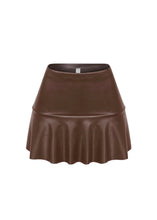 Load image into Gallery viewer, Meygan Mini Pleated Leather Skirt// Brown
