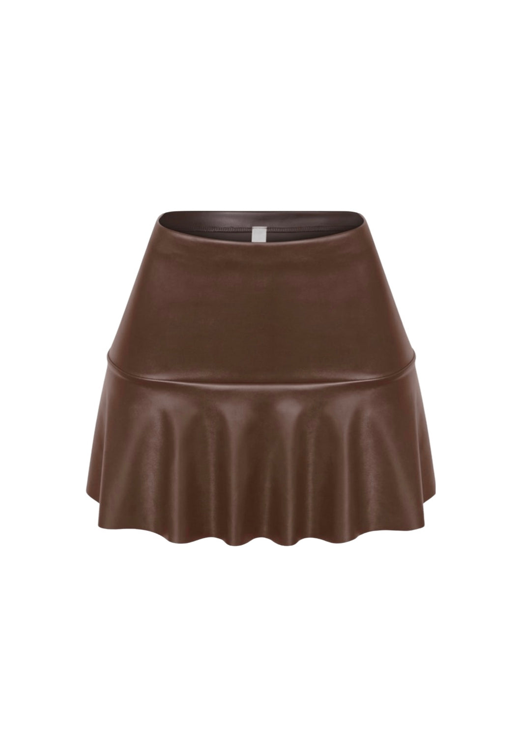 Meygan Mini Pleated Leather Skirt// Brown